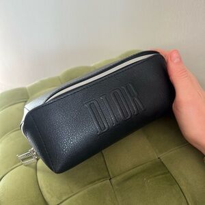 Dior Black Leather mini travel makeup bag